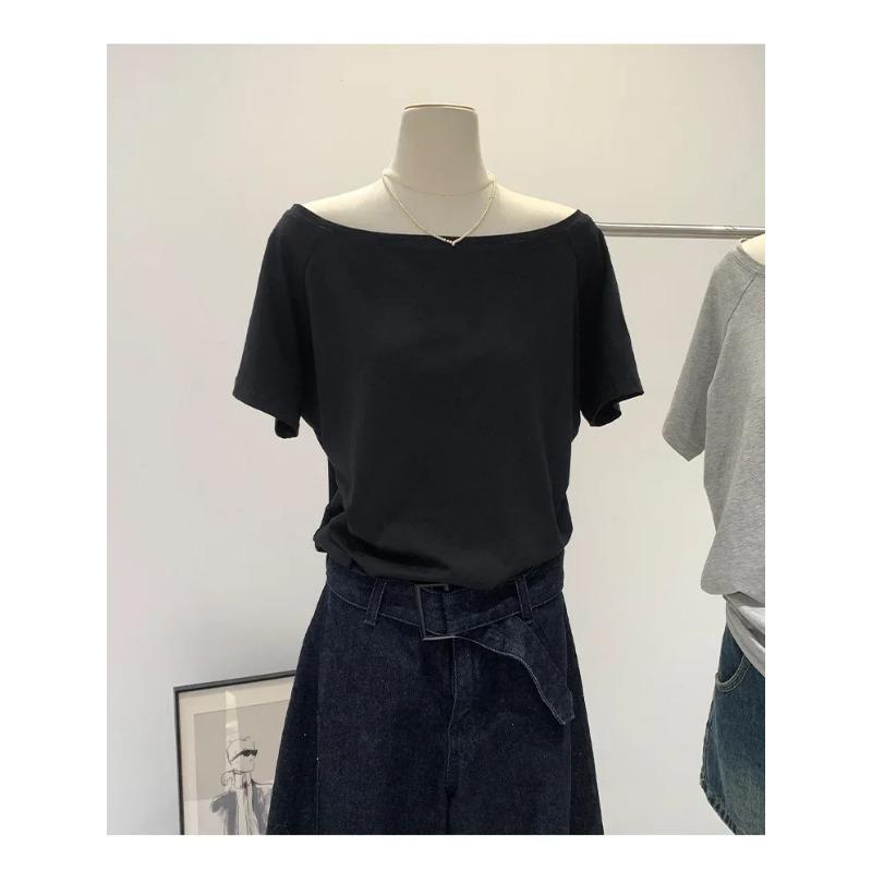 T-shirts Women Solid Simple Summer Casual Short Sleeve All-match Young Girls Streetwear Y2k Top Aesthetic Clothes Ins