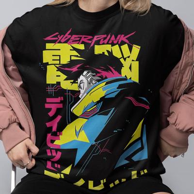 Cyberpunkowa Neonowa Koszulka Anime, Futurystyczna Koszulka Streetwear, Koszulka z Estetyką Dystopijnego Miasta, Prezent dla Miłośnika Gier, Unisex Koszulka z Grafiką z Gry Wideo