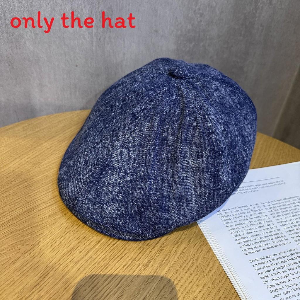 Vintage For Beret Women With Water Wash Denim And Short Brim For Daily Wear