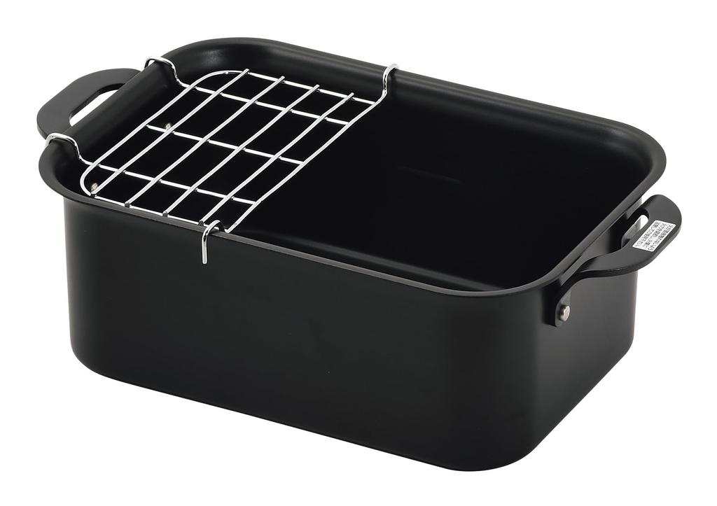 Pearl Metal Tempura Pot, 19 x 12.5 cm, Rectangular, with Strainer, IH Compatible, Iron, Compact, HB-6823
