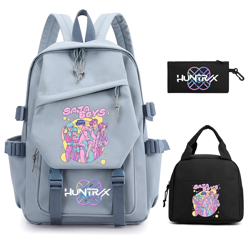 3Pcs/set K-pop Demon Hunters Printed Backpack for Teenger Boy Girl Large Capacity Schoolbag Children Student Bookbag Women Waterproof Travel Bag