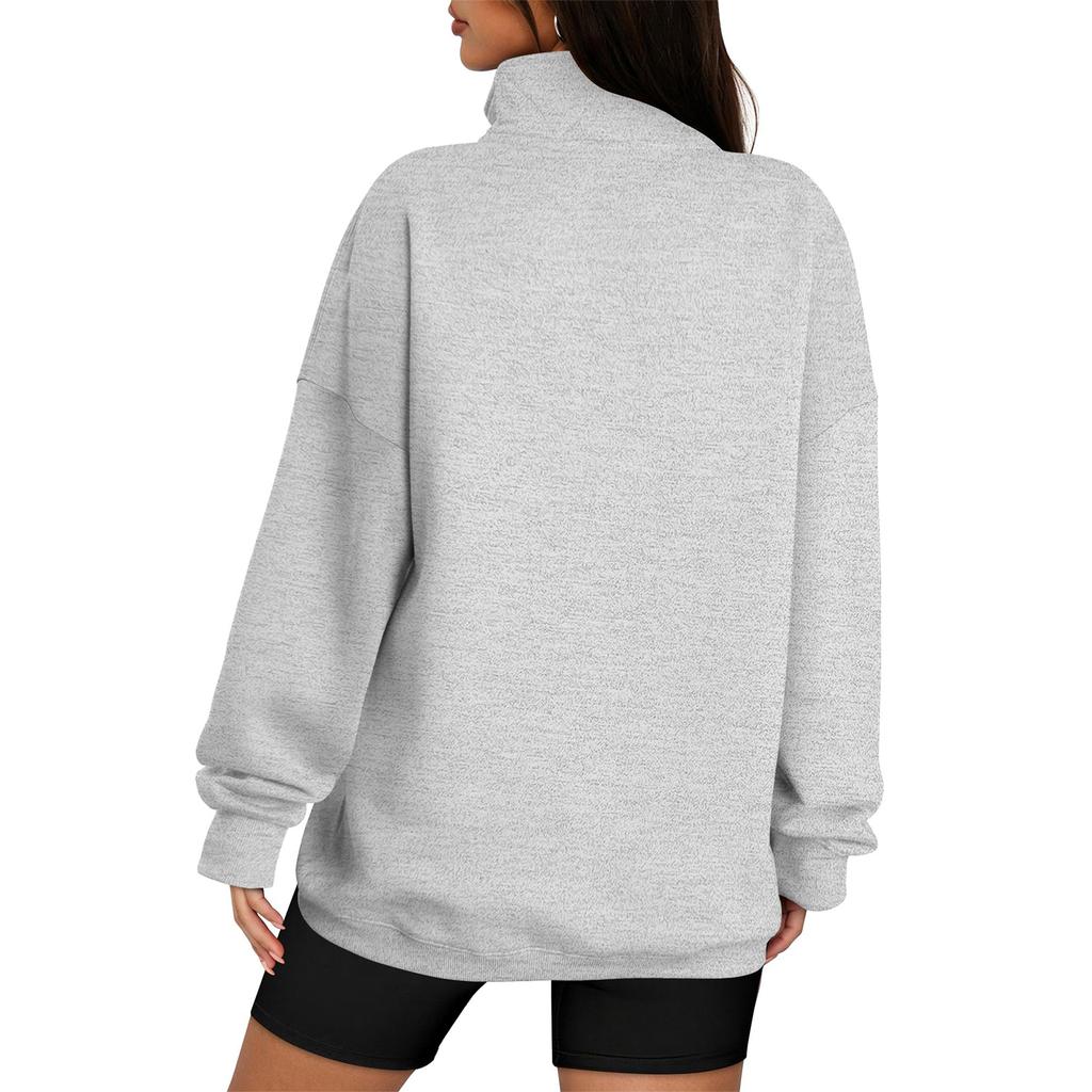 Women's Loose Fit Sweatshirt Button Pullover with Pockets