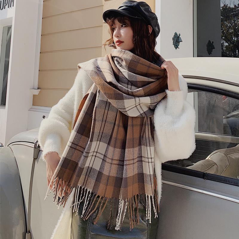 New Free  Cashmere Women Scarf Winter Plaid Fringed Scarve Pashmina Mujer Femme Foulard Bufanda Long Wrap Shawls Unisex