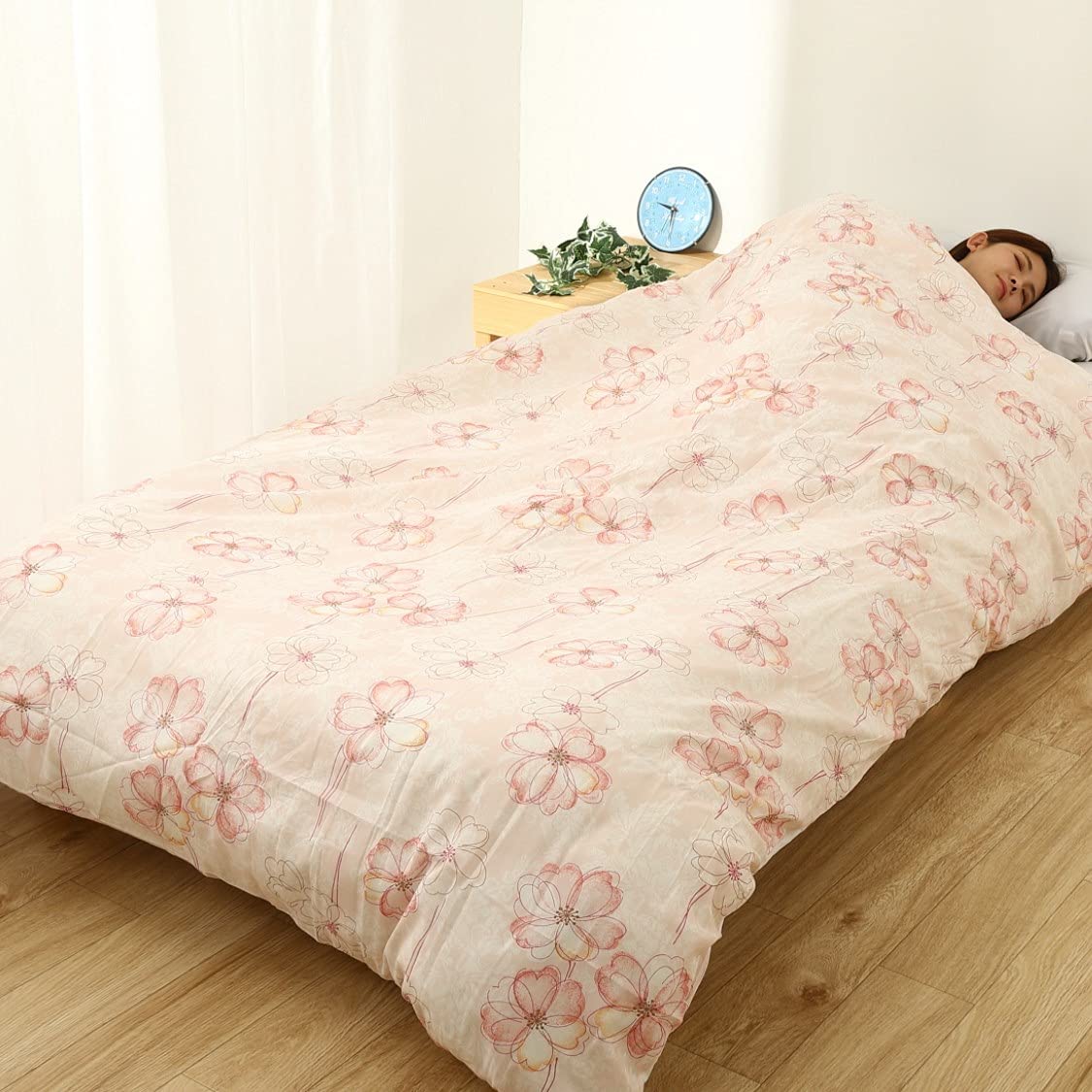 

Cotton Gauze Duvet Cover with Floral Single Lightweight Duvet Blanket Made in Single Long Japanese-made 100% Print, Size, 150x210cm, Pink, Cover,