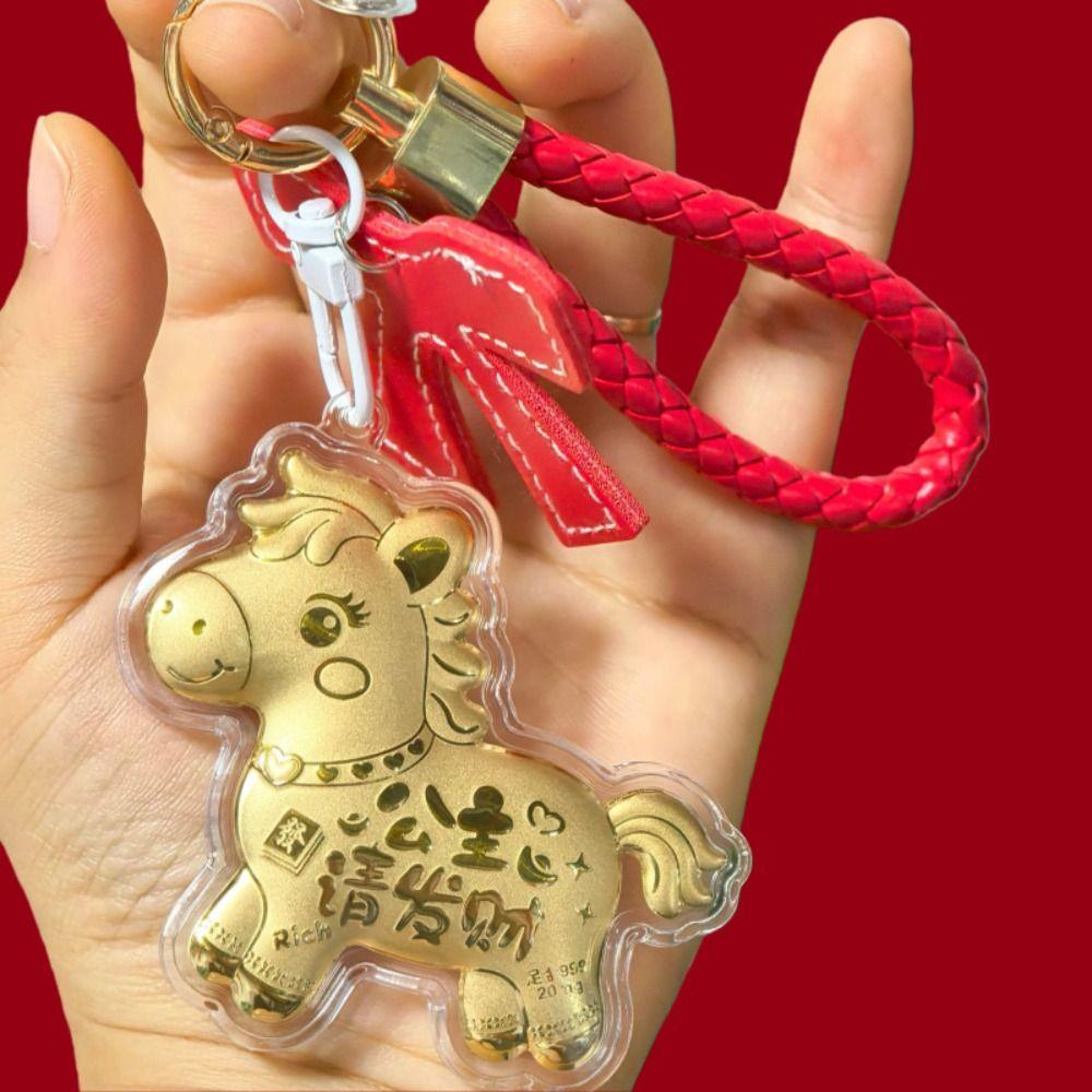 New Horse Keychain Bow Zodiac Key Ring Backpack Pendant New Year Pendant  Car Keychain