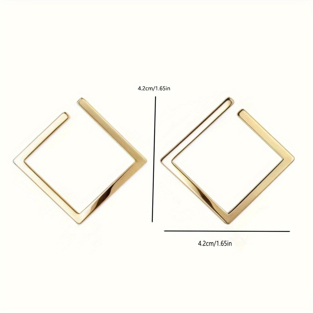 Minimalist Punk Square Earrings - Golden Geometric Ironwork Studs, Trendy Festival & Party Jewelry, Ramadan & Daily Fashion for Women