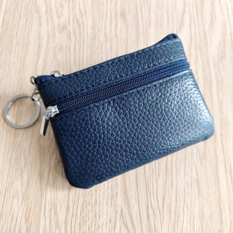 Genuine Leather Cowhide Card & Key Holder with Coin Purse - Compact and Portable