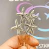 8pcs Elegant Starfish Hairpin Set Pearl Imitation Zinc Alloy U-shaped Crystal Bridal Hair Accessory Cute Animal Theme Hair Tool