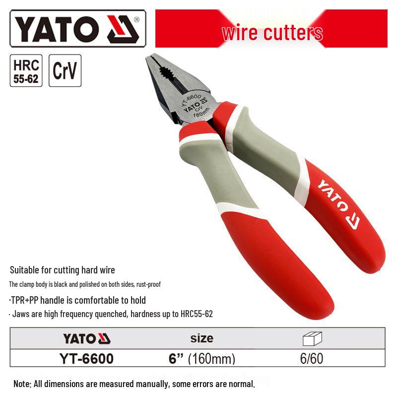 YATO Industrial Needle Nose & Diagonal Cutting Pliers Combo with Wire Strippers