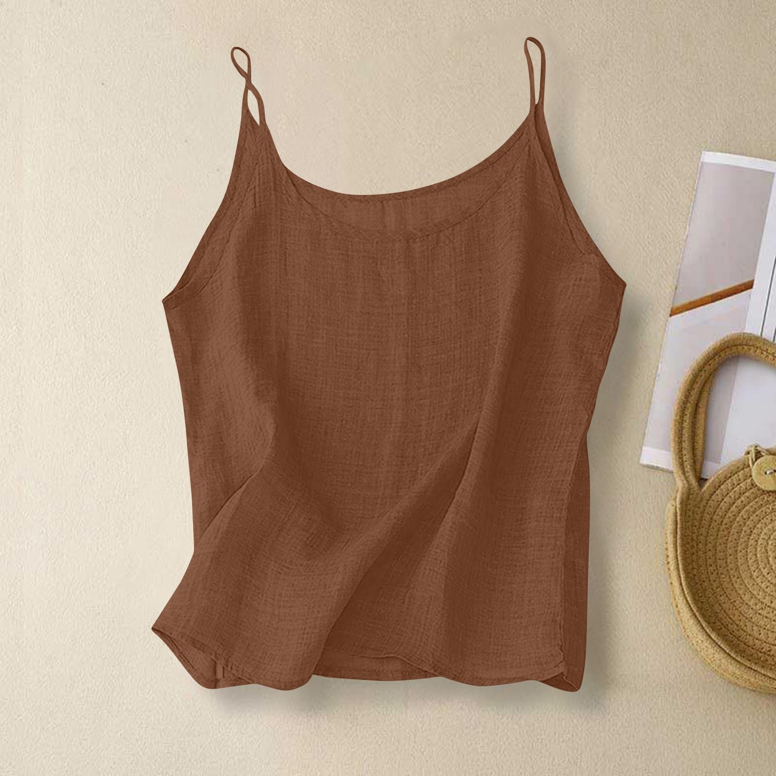 

Женский топ-комбинезон без рукавов с основой из хлопка и льна XL кофейный