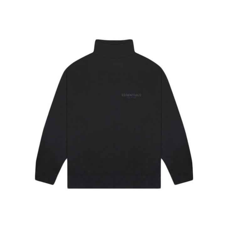 Fear of God Essentials Fleece-Lined Mockneck Sweatshirt Unisex Tops Black FOG-FW20-331