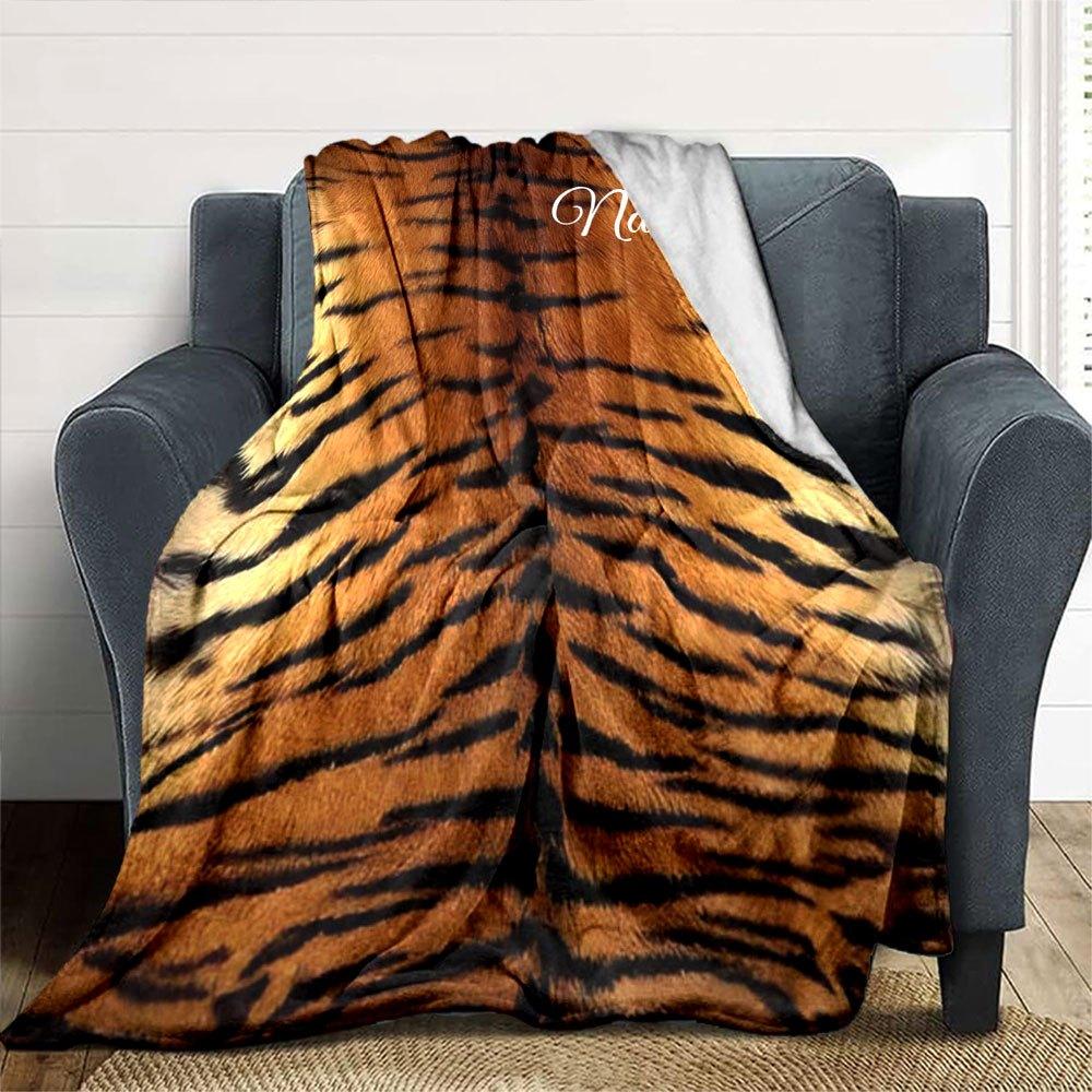 Tiger Print Home Customize Your Name Blankets Soft Cozy Lightweight Blanket For All Seasons Perfect For Picnics Sofa Office Bed Living Room And Ideal
