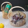 Light Luxury Fruit Basket Portable Glass Fruit Plate Living Room Candy Salad Bowl Home Snack Tray Fruit Wine Barrel Ice Bucket