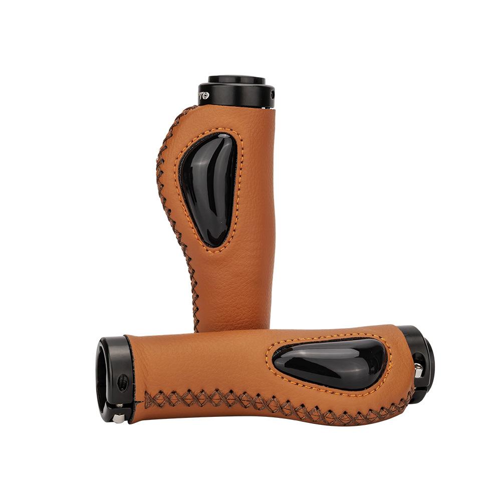 ZTTO Leather Bike Handlebar Grips Silcone Dual Lock-on Bicycle Grips AntiSlip Handle Bar End Grips