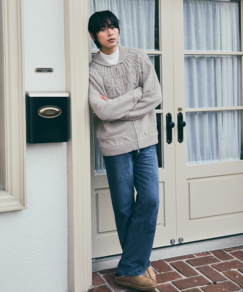 Wednesday Oasis Cowichan Sherpa Wool Knit Zip-Up_Beige(Wc25-Kn77)