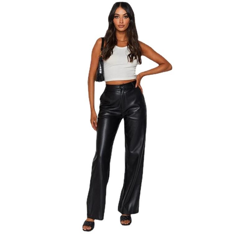 European and American foreign trade fashion new products: women's high-elasticity PU leather pants, leggings, women's pants