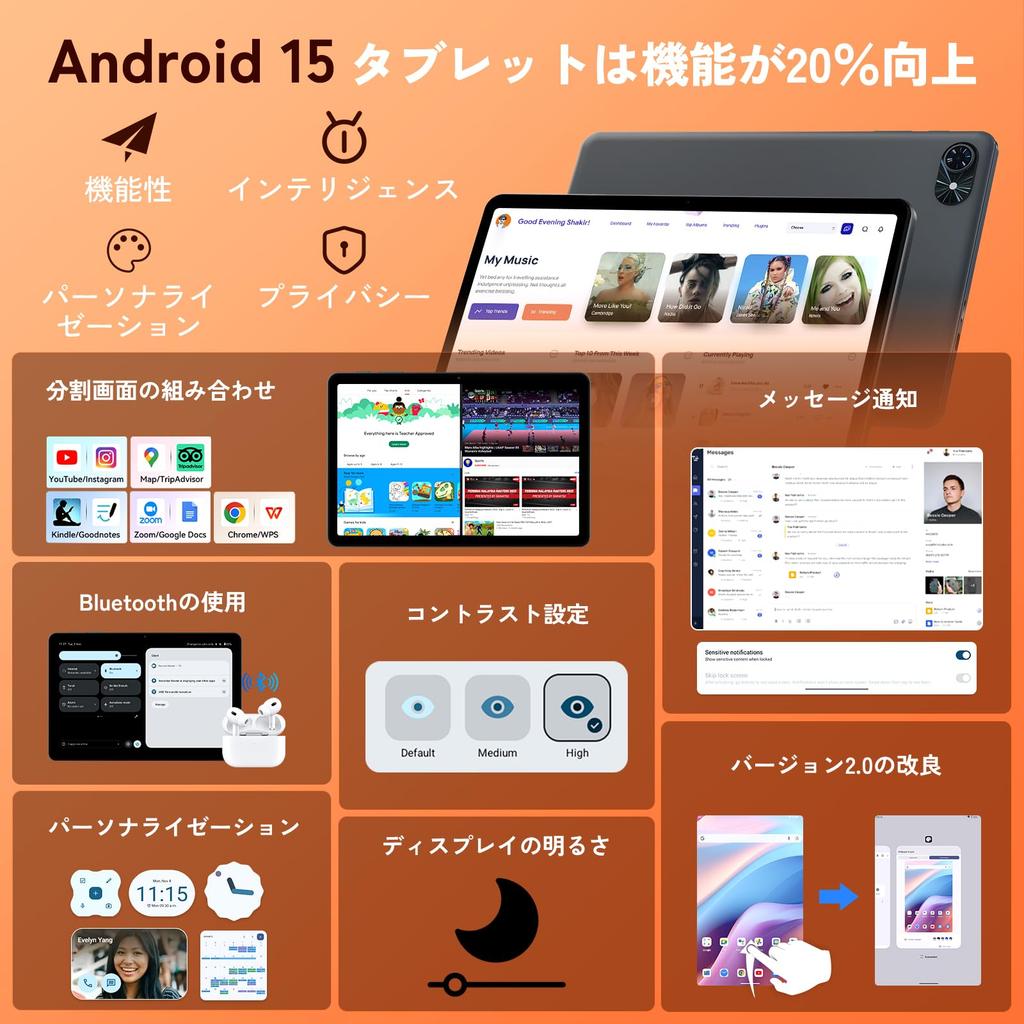 Tabwee Android 15 Tablet with 18GB 128GB 2TB 5G PSE Supports Online Wireless Split and A Great 10-inch 2-in-1 9-Piece Set + + Expansion, WiFi,