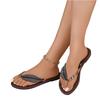 Women's Flat Flip Flop Sandals with Decorative Rhinestone Leaf Accent Slip On Lightweight Casual Beach Footwear