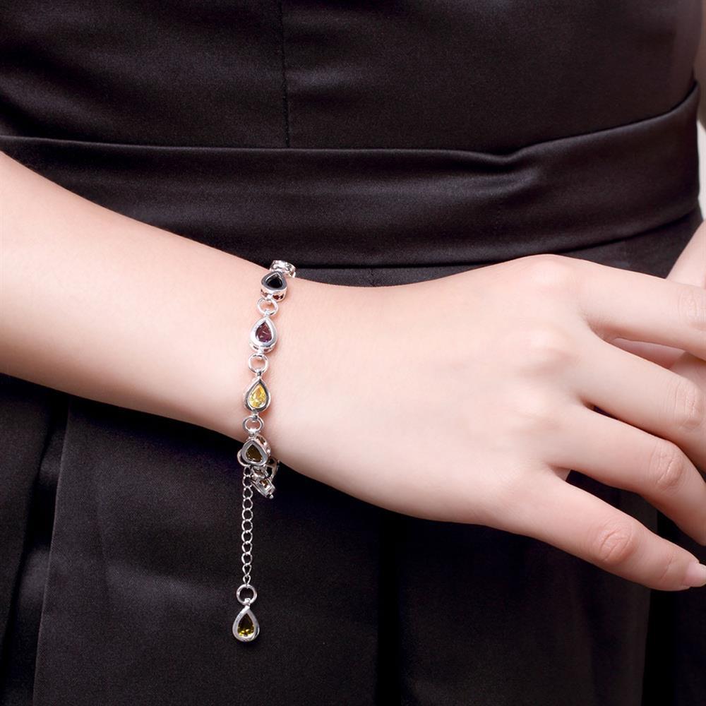 Jewelry Plated with 925 Silver Colored Stone Zircon Drop-shaped Women's Bracelet Jewelry Gift