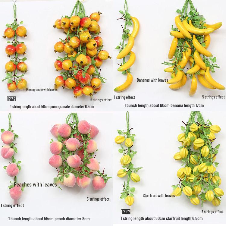 Farmhouse Restaurant Decor: Artificial Fruit Vine with Peaches, Apples, and Bananas.