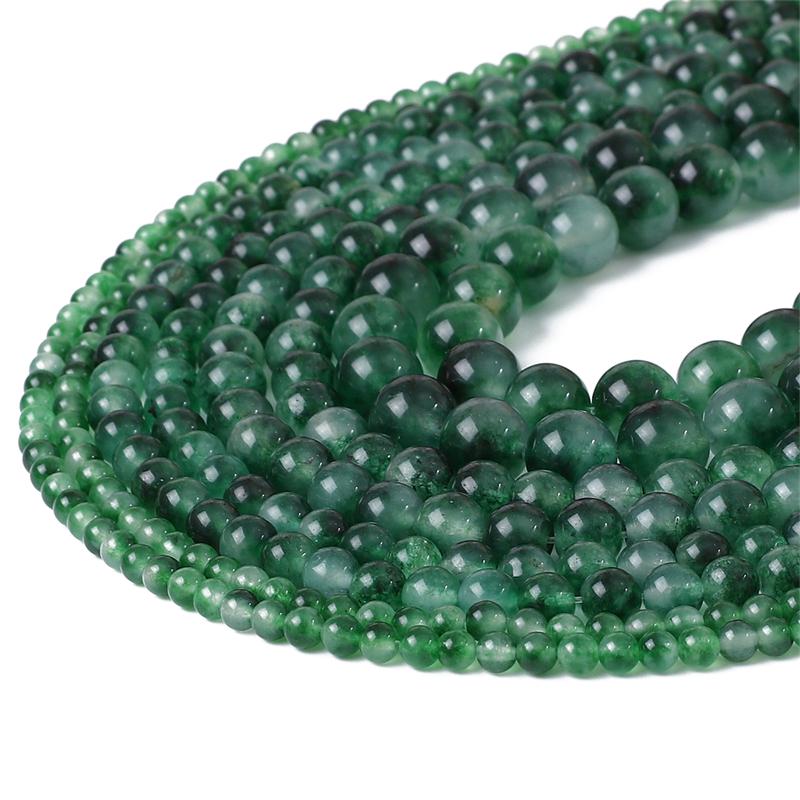 4/6/8/10mm Natursteinperlen Grenn Jade Runde lose Abstandsperlen für Halskette Armband DIY Schmuckherstellung
