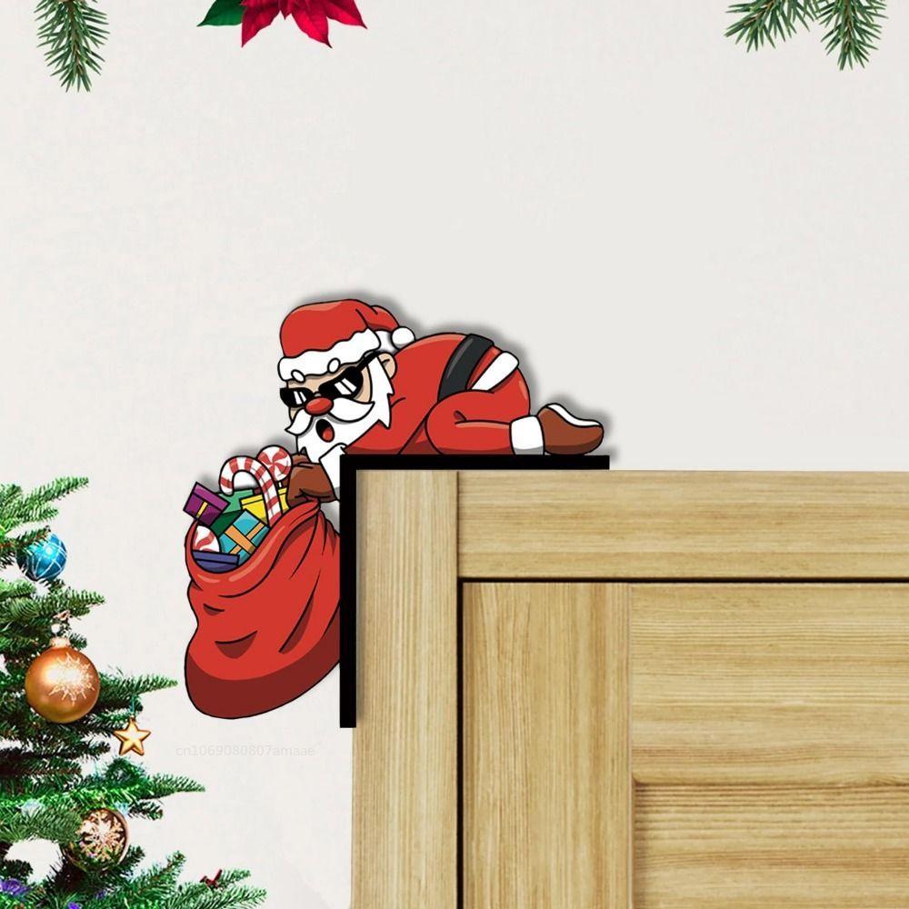 Creative Christmas Switch Sticker Funny Wall Art Door Frame Decor Creative Living Room Bedroom Corner Decoration