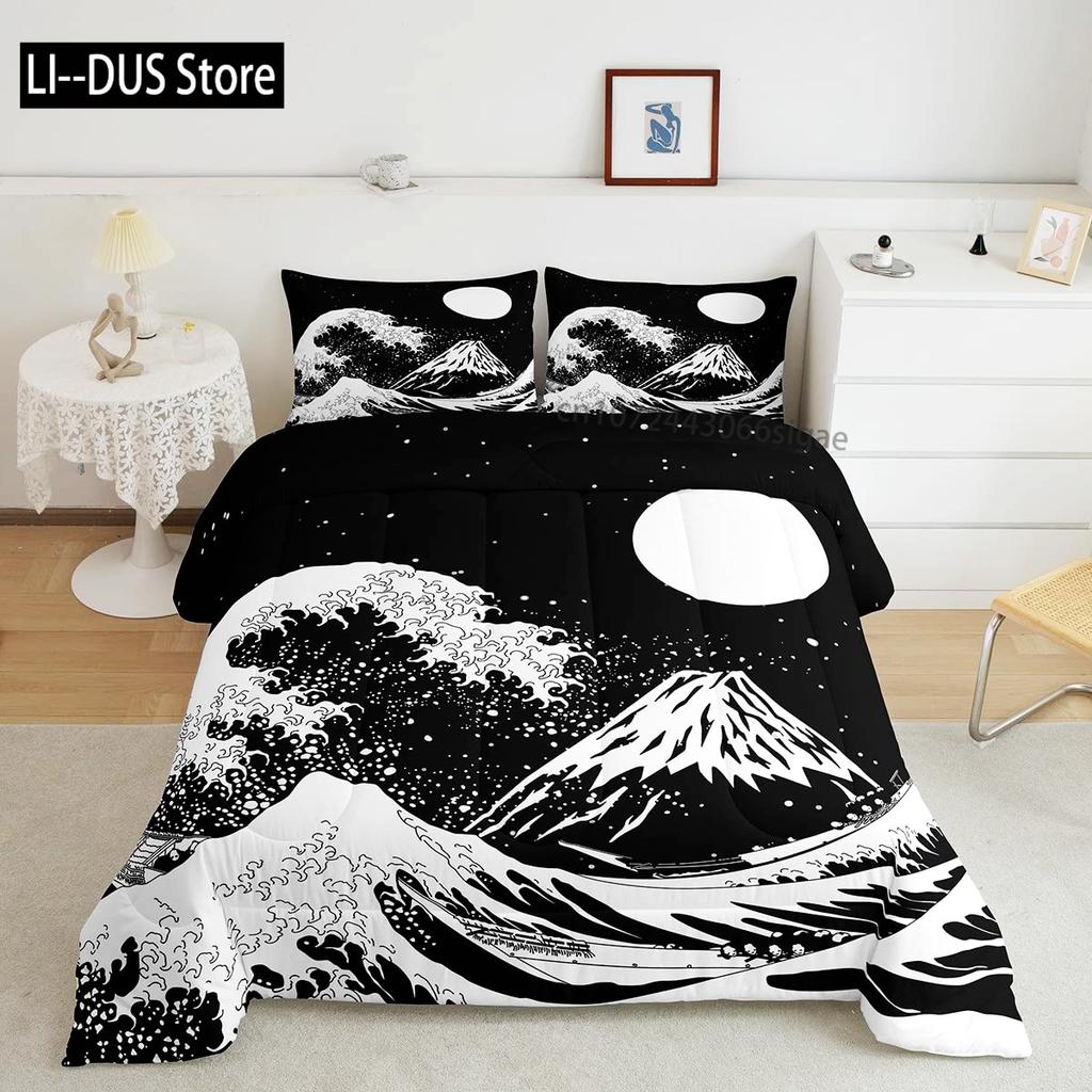 Mountains Duvet Cover Set, Decorative 3 Piece Bedding Set with 2 Pillow Shams, King Queen Full Size, Bedroom Decor Quilt Cover