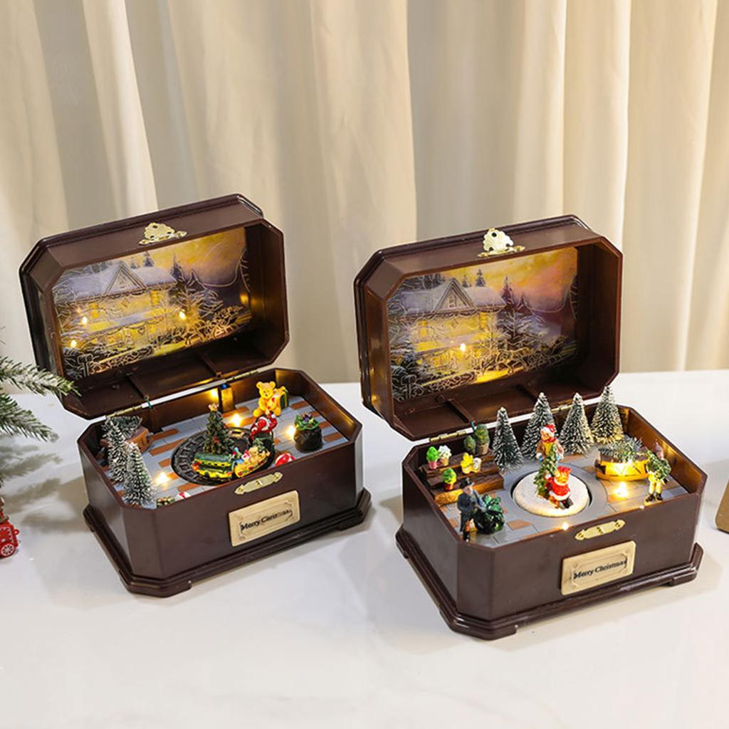 Christmas Led Music Box Train for Doll Rotated Xmas Birthday Party Decoration