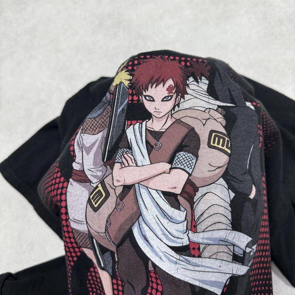 [USED] Vintage 2000s Naruto Gaara Short Sleeve Shirt, Anime, Manga, Black, 12