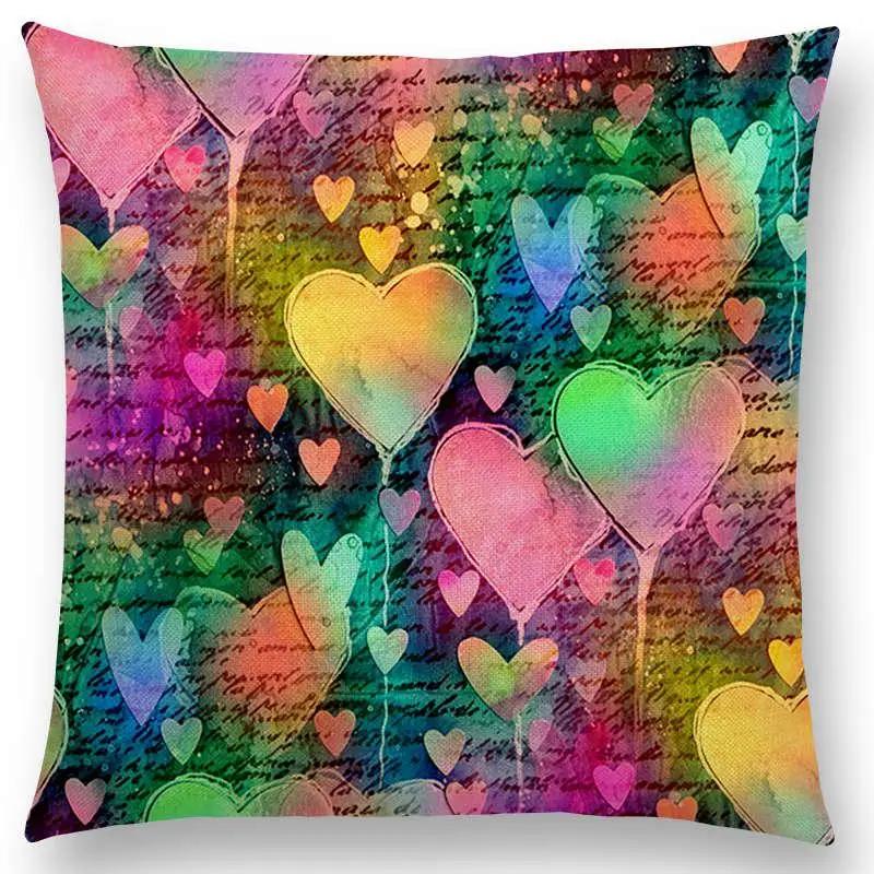 Butterfly Dream Love Flowers Sofa Throw Pillow Case Soul Heart Tulip Golden Circles Floral Stained Glass Colorful Cushion Cover