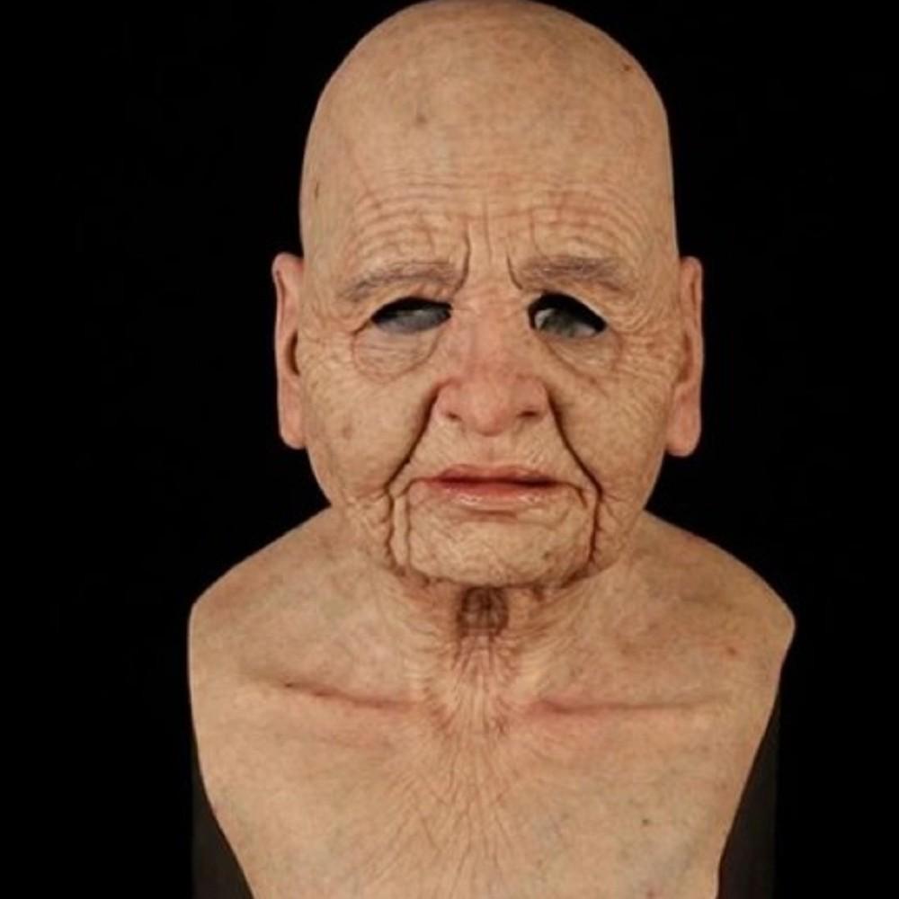 Halloween Latex Old Lady Bald Headgear Mask