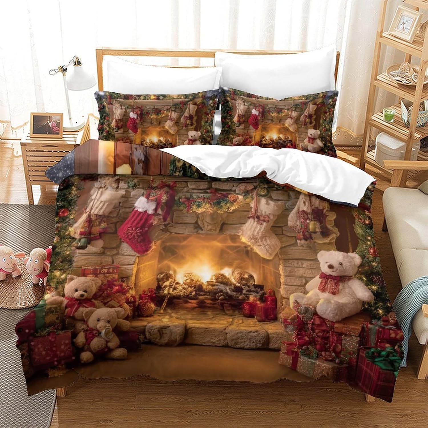 3D Teddy Bear Cute Bedding Quilt Cover Breathable Bedding Sets with Pillowcase Children s Room Decor Bed Quilt Cover All Season 135x200cm