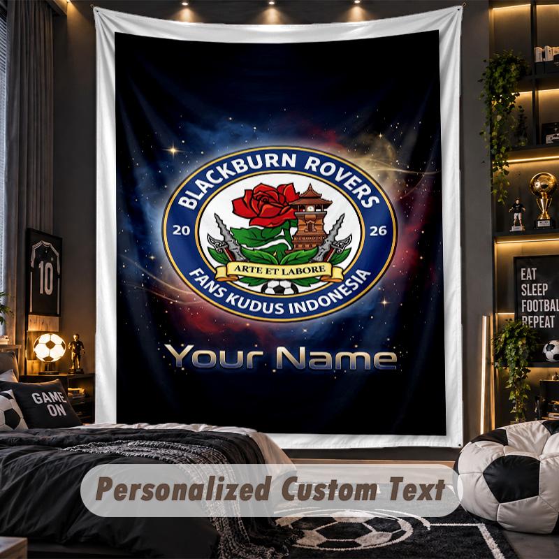 TapestryBlackburn Rovers Football Custom Name Text Personalized Wall Hanging Tapestry Home Wall Decor