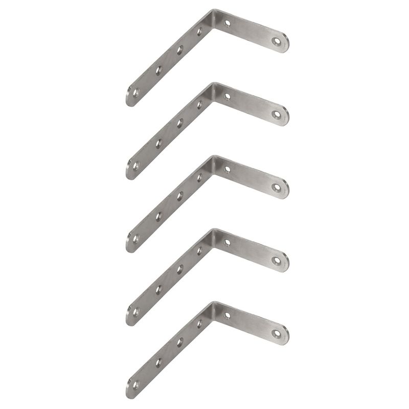 

ABUL-5Pcs 125X75mm L Shape Stainless Steel Shelf Corner Brace Angle Bracket срібний