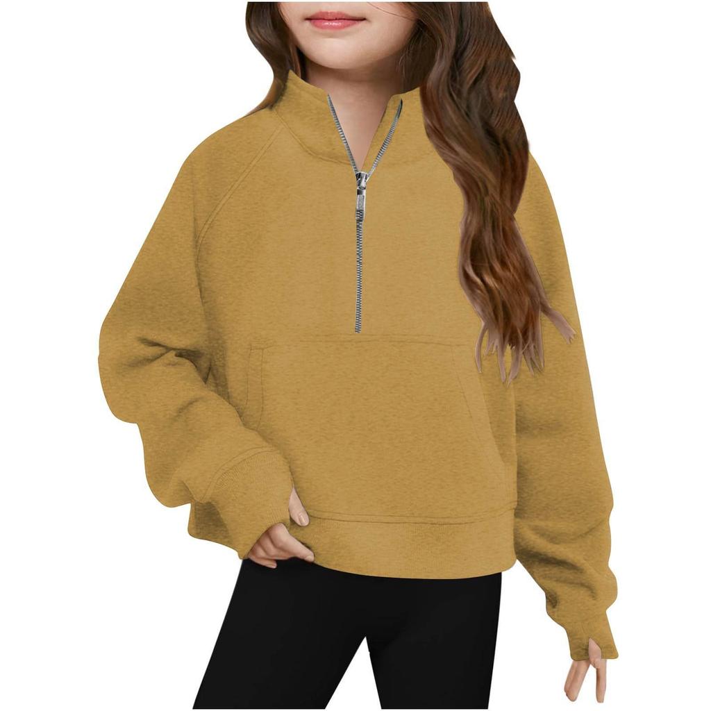 Children's Fashionable Sports Stand-up Collar Half-Zip Sweatshirt Long Sleeve Loose-fitting Top
