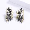 Fashion Jewelry Women 925  Stud Earrings Two Tone Gold Irregular Cocktail Party Earring Vintage Jewelry