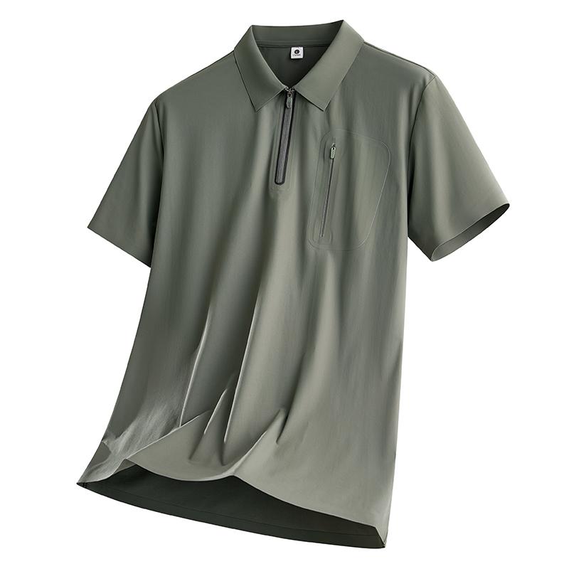 

Ice Silk Quick-drying T-shirt Men s Seamless POLO Shirt Middle-aged Men s Sports Outdoor Slim Special Edition 2XL зелёный