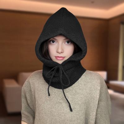 Šála Čepice Jednobarevná Nastavitelné Popruhy Zimní Pletená Čepice Ochrana Hlavy Krku Uší Doplňky do Chladného Počasí