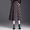 Spring 2026 Grid Pleated High-Waist A-line Midi Skirt - New Arrival, Perfect for Draped Commute Fashion