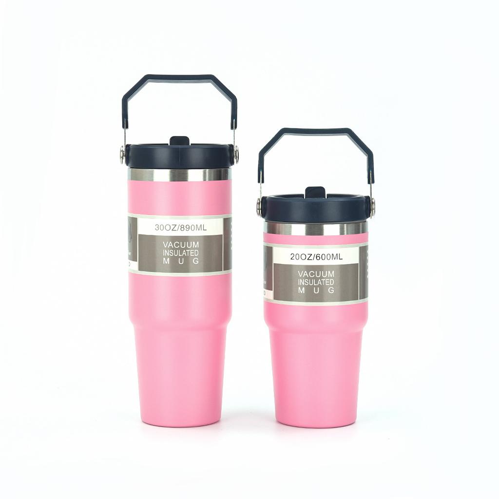 600/890ML Stainless Steel Thermos Mug With Straw Keeps Cold and Heat Thermal Mug  Car Insulated Flask Water Tumbler for Outdoor