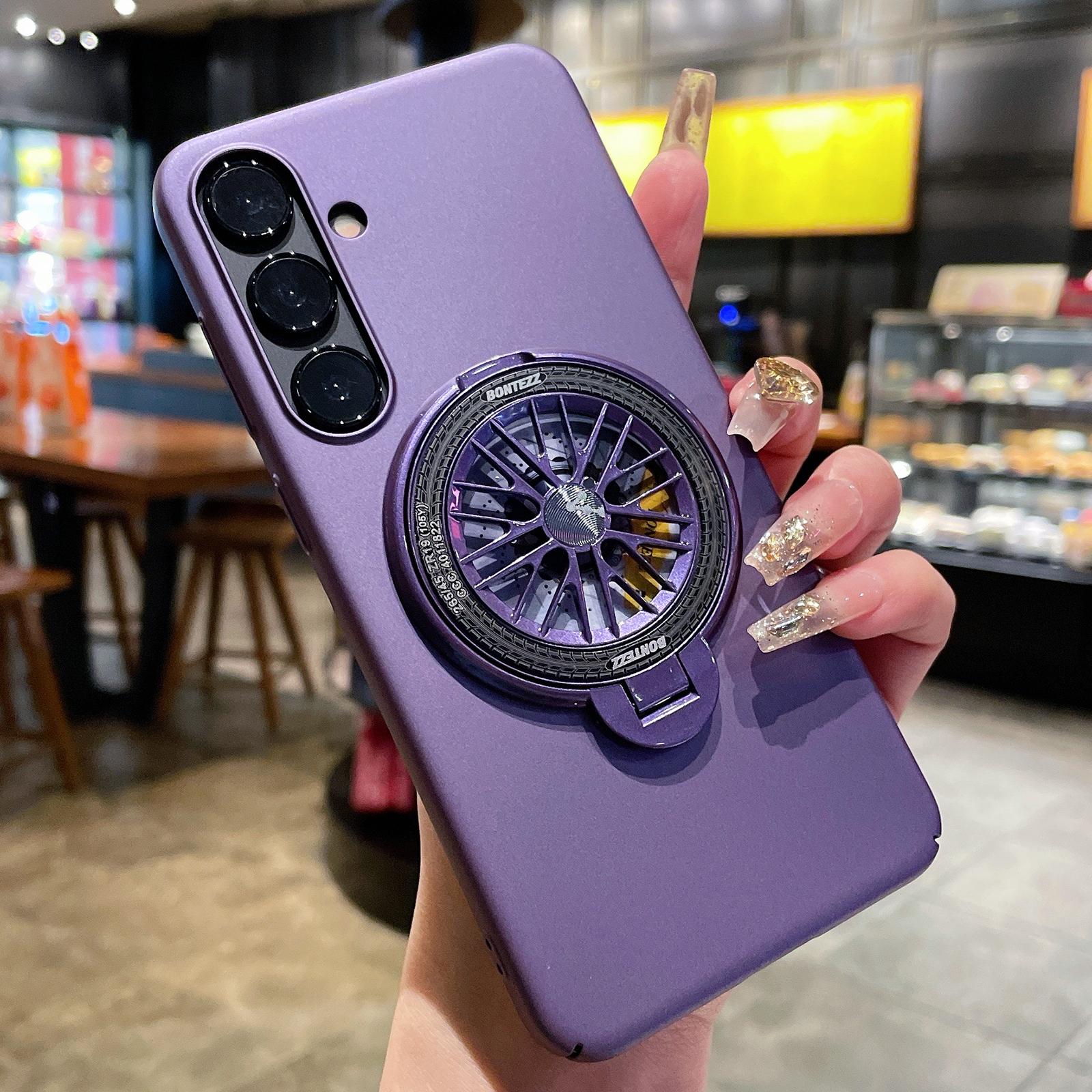 

VOERO For Samsung Galaxy S24+ Ring Kickstand Case Rotating Gyro Hard PC Cover Purple