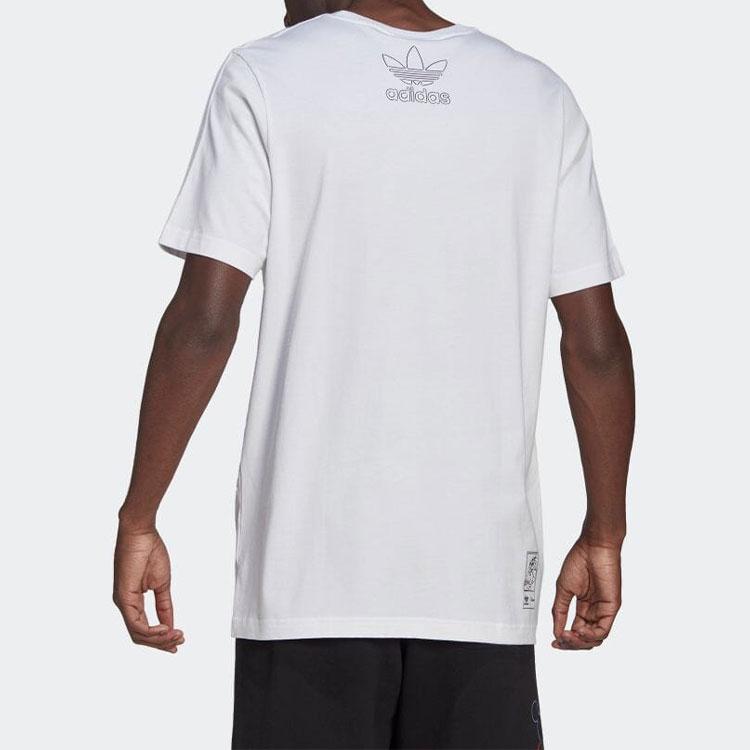 Adidas Originale Disney Goofy Cartoon Sport T-Shirt - Gestreift & Atmungsaktiv Herren Tops Weiß HC0646