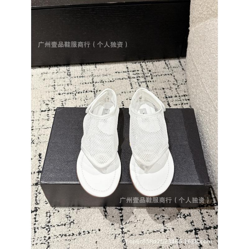 

AL new niche design hollow flat sandals Velcro mesh breathable toe flip-flops wear Roman slippers 40