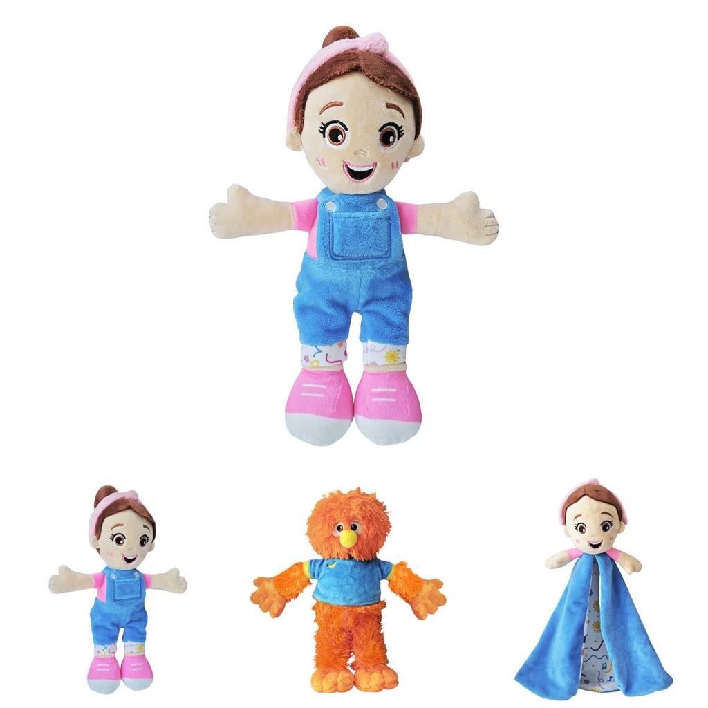Entzückende Ms Rachel Plüschpuppe Weiches Spielzeug für Mädchen Lieblicher intelligenter kuscheliger Begleiter 30cm mit blauer Latzhose