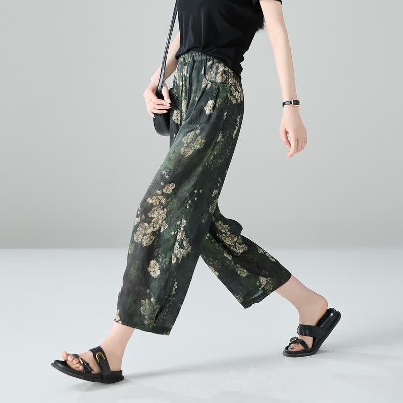 SOFSIL Women s Summer Printed Wide-Leg Cropped Harem Pants 27/M зелёный