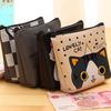 Cartoon-PU-Leder-Reißverschluss-Geldbörse für Studenten, niedliche Cartoon-Katze, weiblich, hält Münztasche