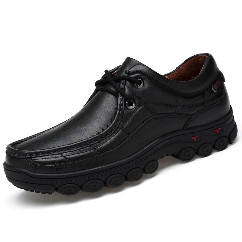 Hand-stitching Genuine Leather Men Casual Shoes Comfty Driving Sneakers Non-Slip Outdoor Man Hiking Shoes Comfy Treking Footwear