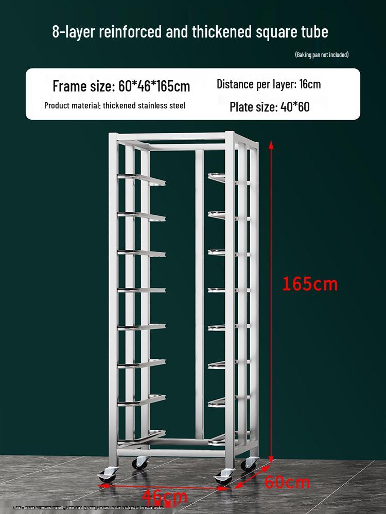 Stainless Steel Baking Tray Trolley: Multi-Tier Rack for Bread, Cake, and Oven Sheets.