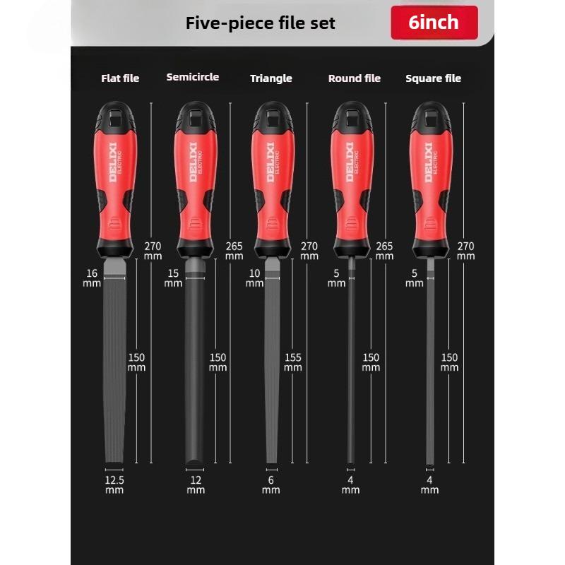 Industrial Grade 5 PCS File Multi-functional Grinding Tools High Carbon Steel Flat Round Triangle File Portable Manual Tools