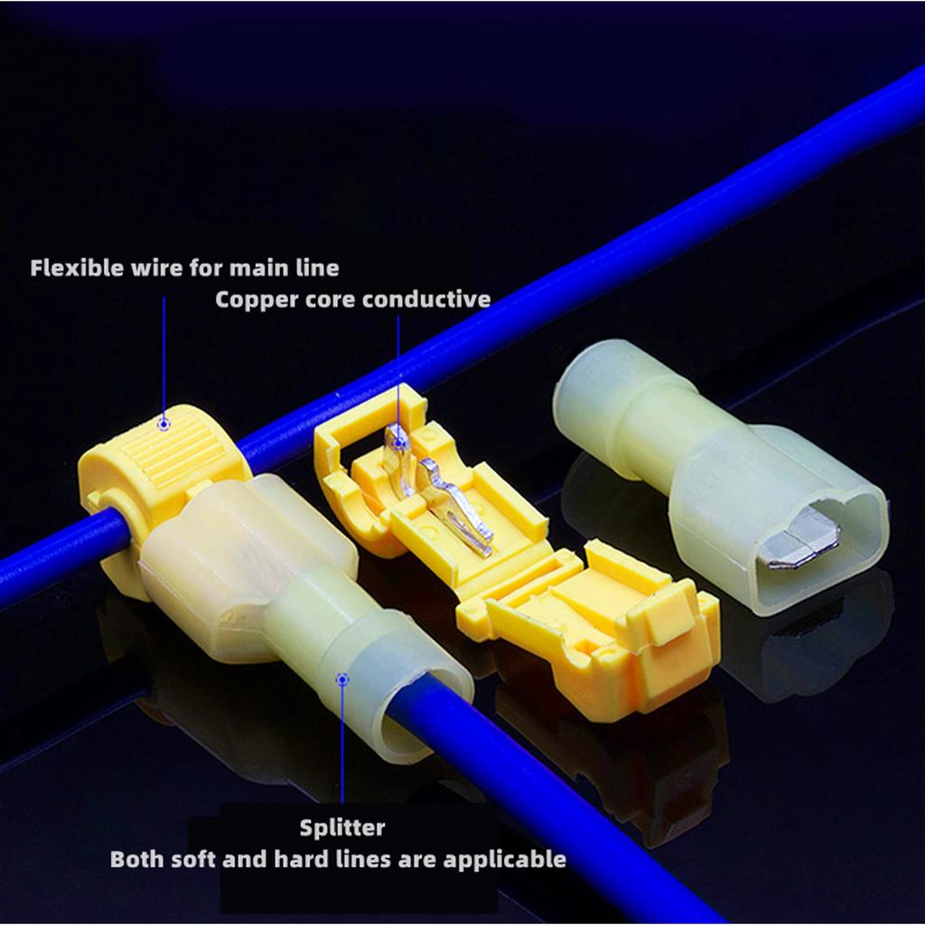 25 Pairs T-Type Wire Connectors Electro Tap Wire Branch Connection Connector Flat Wire Quick Splice Terminal